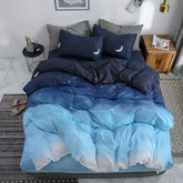 Night Starry Sky Bedding Set - Galaxy Moon & Star Duvet Cover, Blue Gradient Comforter - Himpall